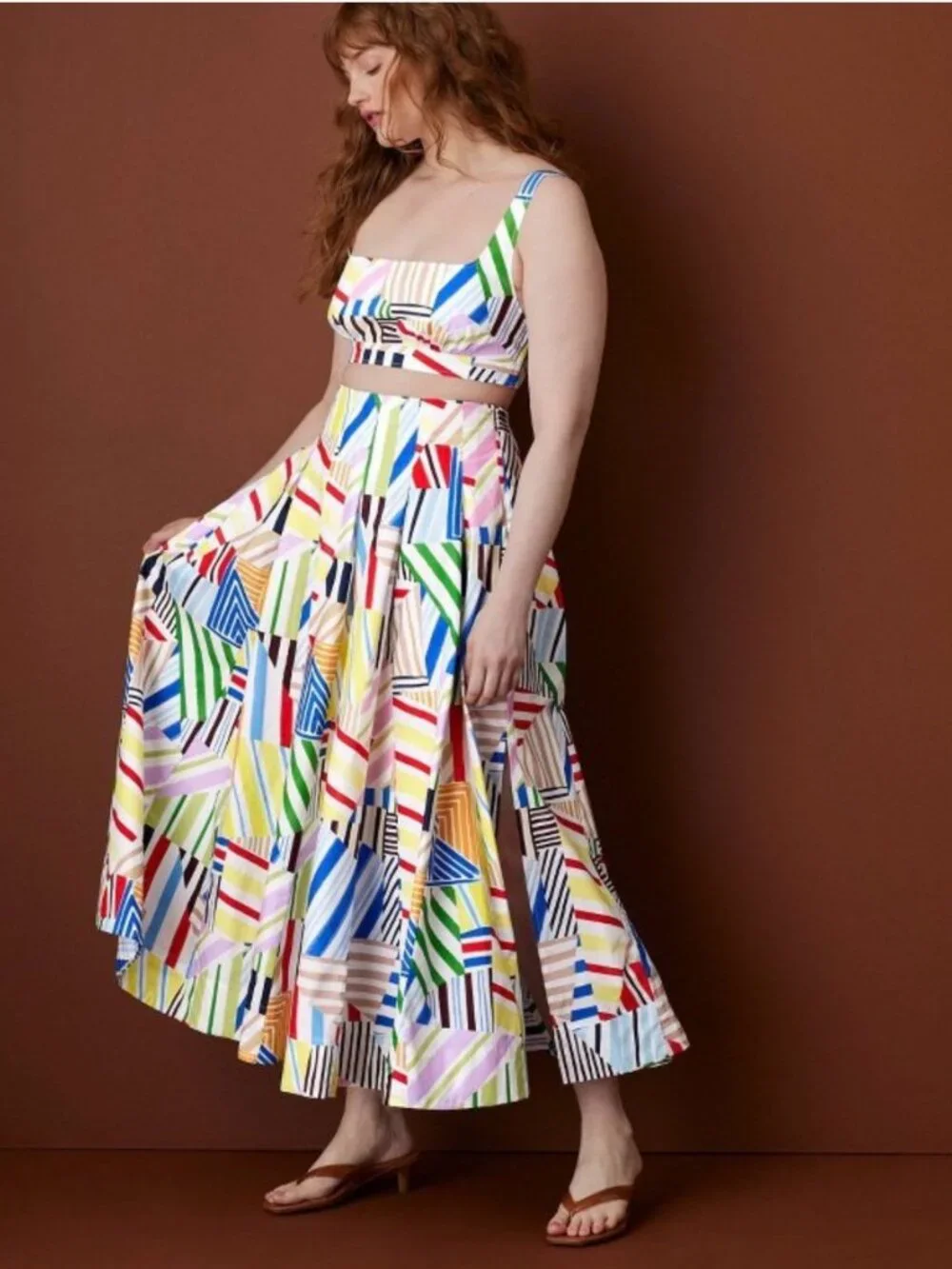 Rosie Assoulin x Target Pleated Poplin Madras Midi Skirt- Sizes 10 & 12